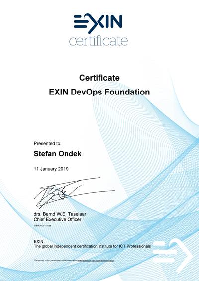DevOps Foundation certificate Štefan Ondek