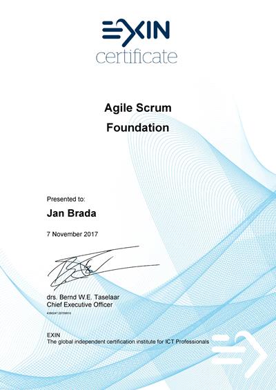 Agile Scrum Foundation certifikát Jan Brada