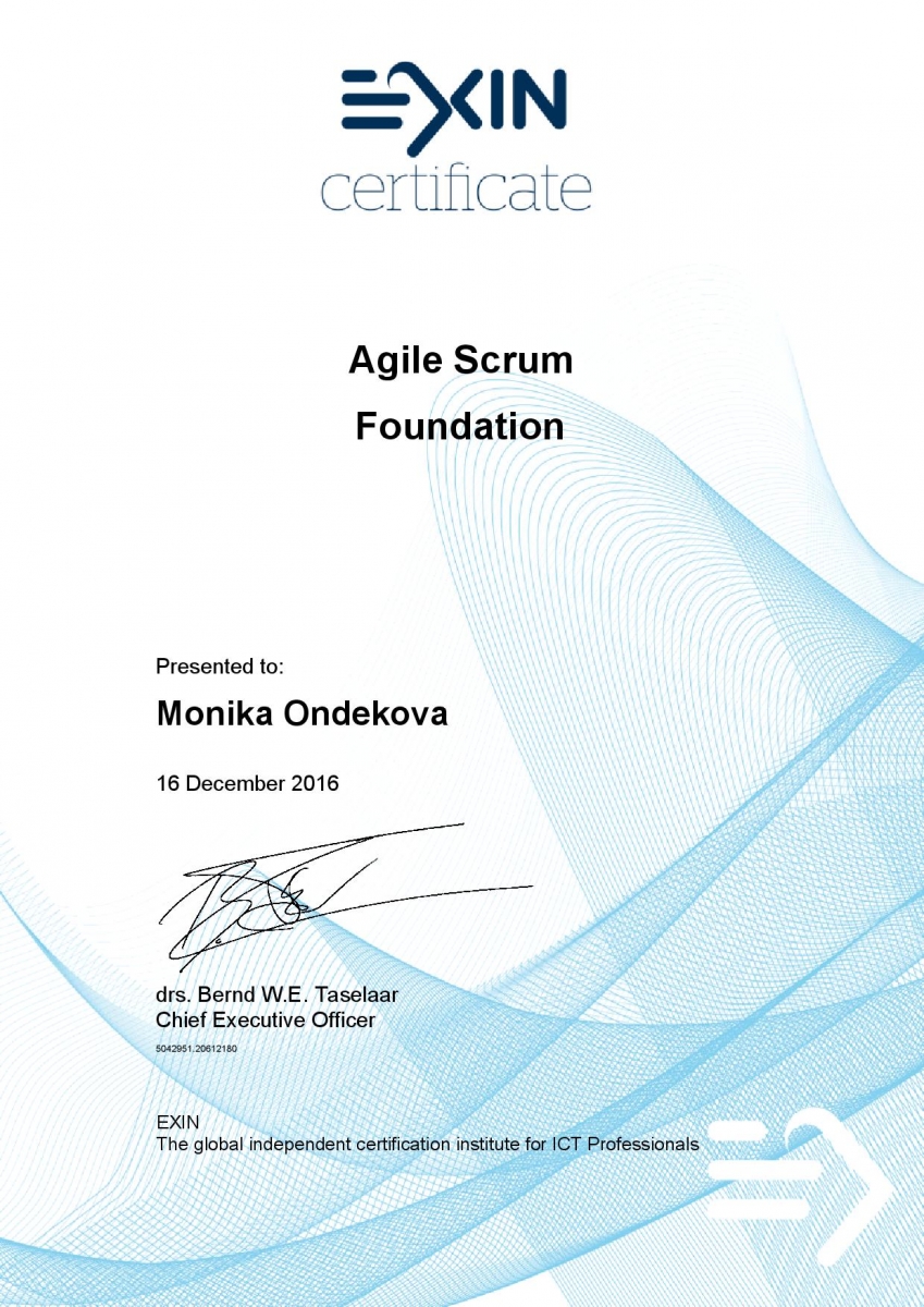 certifikát Agile Scrum Foundation