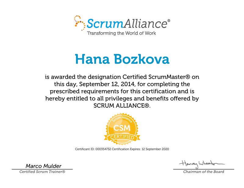 Certifikát CSM Scrum.org